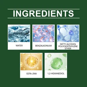 Detailed ingredient list for outdoor cleaner showing macro views of mild components.