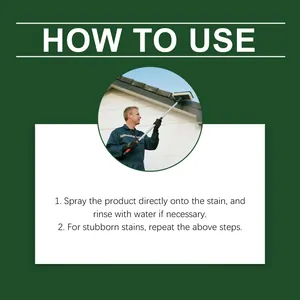 Instructional guide for mild outdoor cleaner showing a person cleaning house eaves.