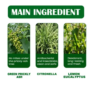 Main ingredients of mite remover: Green Prickly Ash, Citronella, and Lemon Eucalyptus