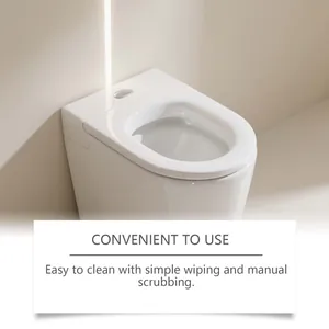 Close-up of a clean white ceramic toilet showing the ease of cleaning and maintenance.
