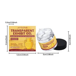 Detailed dimensions of JAYSUING transparent exhibit gel in 60g jar and box packaging