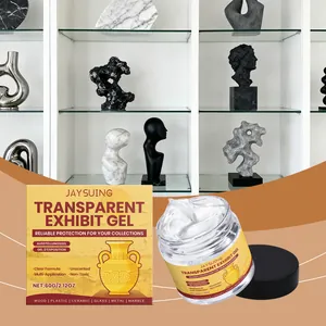 Detailed view of JAYSUING transparent exhibit gel in a 60g jar for museum art protection