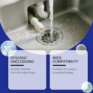 Detail showing efficient drain cleaner quickly unclogging kitchen sink and household pipes