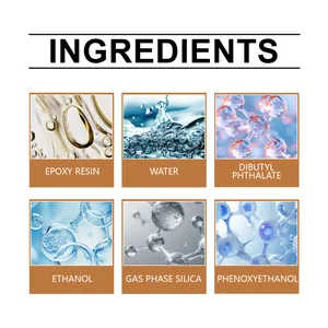 Ingredient chart of transparent protective gel for collectibles with chemical components.