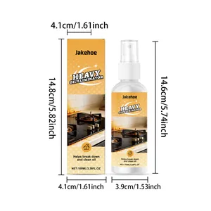 Dimensiones de la botella de spray limpiador de grasa de 100ml y detalle de la caja