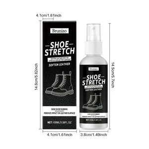 Abmessungen von Brunizo Schuhdehnungsspray Flasche und Verpackung