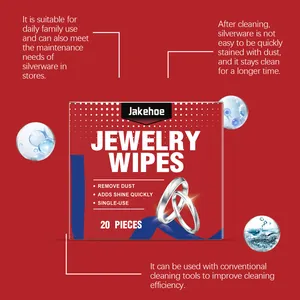 20 lingettes Jakehoe de nettoyage pour bijoux, restaure l'éclat et dépoussière les bagues fines
