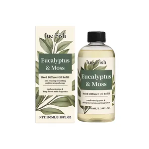 Jue Fish Eucalyptus & Moss Diffuser Oil Refill 100ml με κομψή συσκευασία λιανικής.
