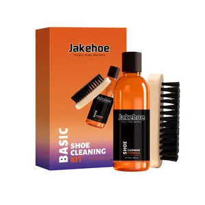 Kit complet de nettoyage de chaussures JAKEHOE avec liquide et brosse en bois naturelle
