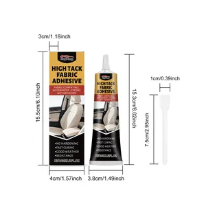 Dimensions for RayHong 60ml waterproof high tack fabric adhesive and applicator tool