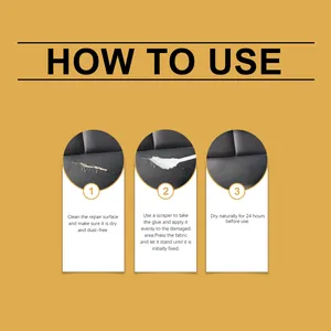 Detailed 3-step instructions for using waterproof fabric and leather repair adhesive glue