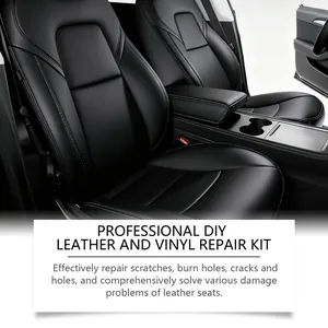 Close-up of smooth black leather car seats showing professional repair kit results