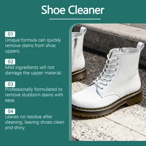 Detailansicht weißer Lederstiefel, die mit dem milden Schuhreiniger gereinigt wurden.