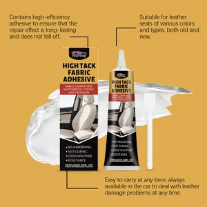 High tack fabric and leather adhesive kit for repairing car seats and interiors