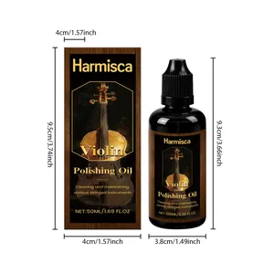 Dimensiones de la caja de 50 ml y el frasco de aceite para violín de 100 ml de cuidado