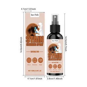 Dimensions détaillées du spray nettoyant pour taches Jue Fish avec flacon et boîte