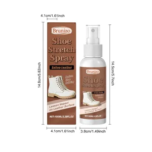 Brunizo schoenrekkerspray 100ml met afmetingen en details van de productverpakking
