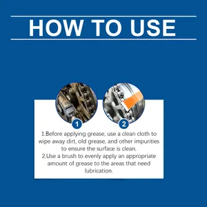 Visual step-by-step instructions for applying multi-purpose white lithium grease to a chain