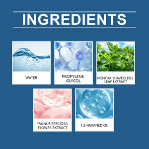Detailoverzicht van ingrediënten voor luchtverfrisser met kersenbloesemgeur.