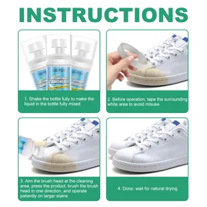 Step-by-step instructions for using Jue-Fish shoe whitening cleansing gel on sneakers