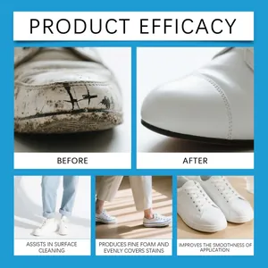 High-efficiency white shoe cleaning cream efficacy before and after comparison for stains.