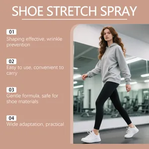 Kenmerken van schoenrekspray getoond met een vrouw die op witte sportschoenen loopt
