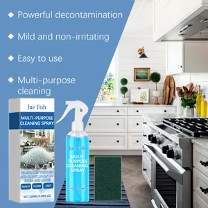 Jue Fish multi-purpose cleaning spray 100ml with scouring pad for kitchen surfaces