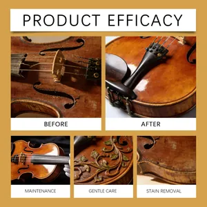 Eficacia del aceite para violín que muestra resultados de limpieza antes y después