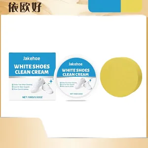 Jakehoe White Shoe Cleaning Cream Waterless Decontamination Whitening Maintenance Cream With Sponge For Sneakers Casual Shoes