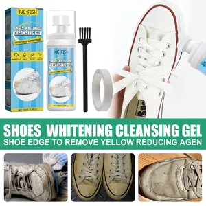Jue-Fish shoe whitening cleansing gel kit with brush and tape for yellow edge removal