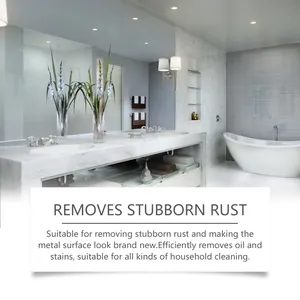 Multipurpose foam cleaner effective for rust and oil removal in bathroom sinks and tubs