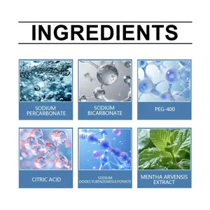 Detailed ingredient breakdown for bathtub cleaning tablets including Citric Acid and Mint