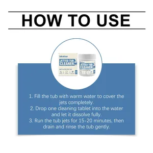 Step-by-step instructions for using Jakehoe jetted tub cleaner tablets for deep cleaning.