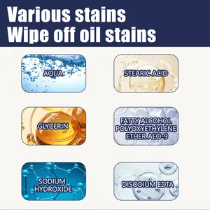 Dettaglio degli ingredienti principali dello smacchiatore d'olio per tessuti professionale.