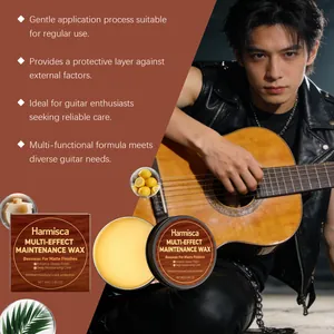 Cera de abejas multiefecto Harmisca para el mantenimiento y protección de guitarras acústicas.