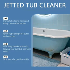 Powerful jetted tub cleaner tablets for removing tough limescale and bathtub stains.