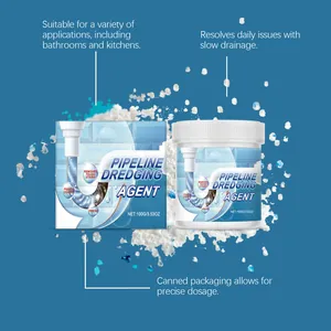 Detailed macro view of pipeline dredging powder for bathroom and kitchen drain cleaning