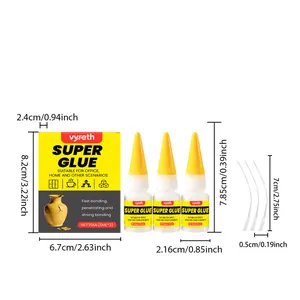 Dimensioni dettagliate per il set di super colla multiuso vyreth con punte di precisione