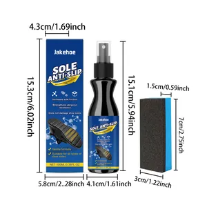 Dimensions détaillées du spray antidérapant pour semelles et de l'éponge
