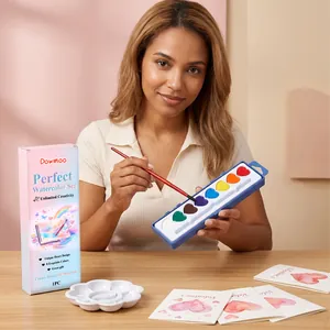 Professional heart-shaped watercolor paint set with brush and palette for DIY artistic creation
