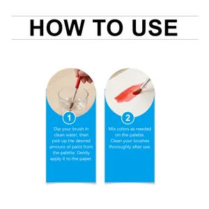 Detailed step-by-step instruction guide for using DIY watercolor paint set with brush