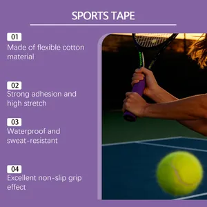 Nastro sportivo antiscivolo viola in cotone per grip tennis, impermeabile ed elastico