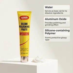 Detail of vyreth metal polishing paste with ingredient breakdown and texture view