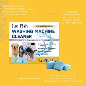 Jue Fish washing machine cleaner tablets detail showing pet-friendly cleaning features