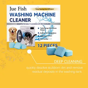 12-count Jue Fish washing machine cleaner tablets for deep cleaning pet hair residues