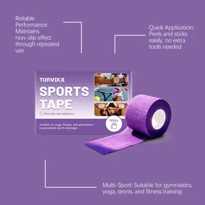 Dettaglio rotolo nastro adesivo sportivo viola TORVIKX con confezione di vendita.