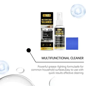 Multifunktionsreiniger-Spray mit Mikrofasertuch und Verpackung auf weißem Hintergrund