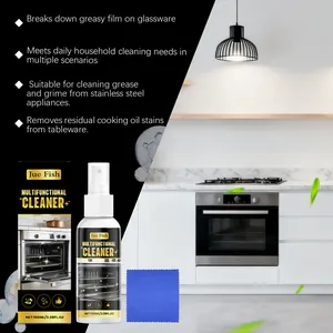 Effektiver Jue Fish Multifunktions-Küchenreiniger Spray mit blauem Mikrofasertuch