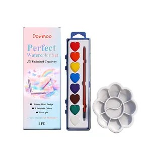 Heart Shaped Watercolor Paint Set Portable Colorful With Brush And Flower Palette For DIY Drawing Kids Art Supplies