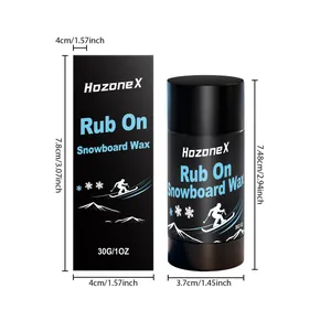 Detaillierte Maße von HozoneX Rub On Snowboard-Wachs 30g Stick mit Box-Verpackung